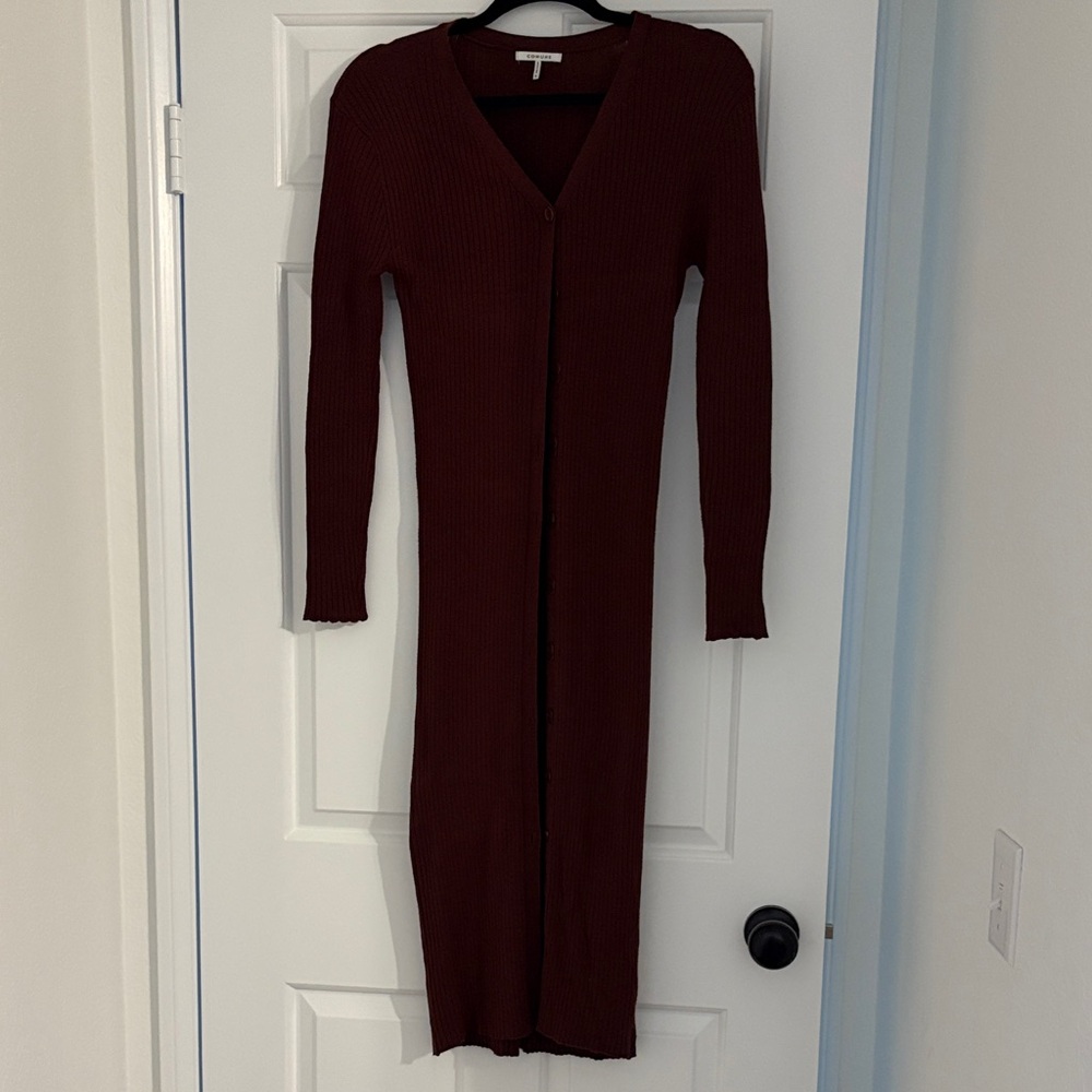 Chic Long Sleeve Burgundy Dress